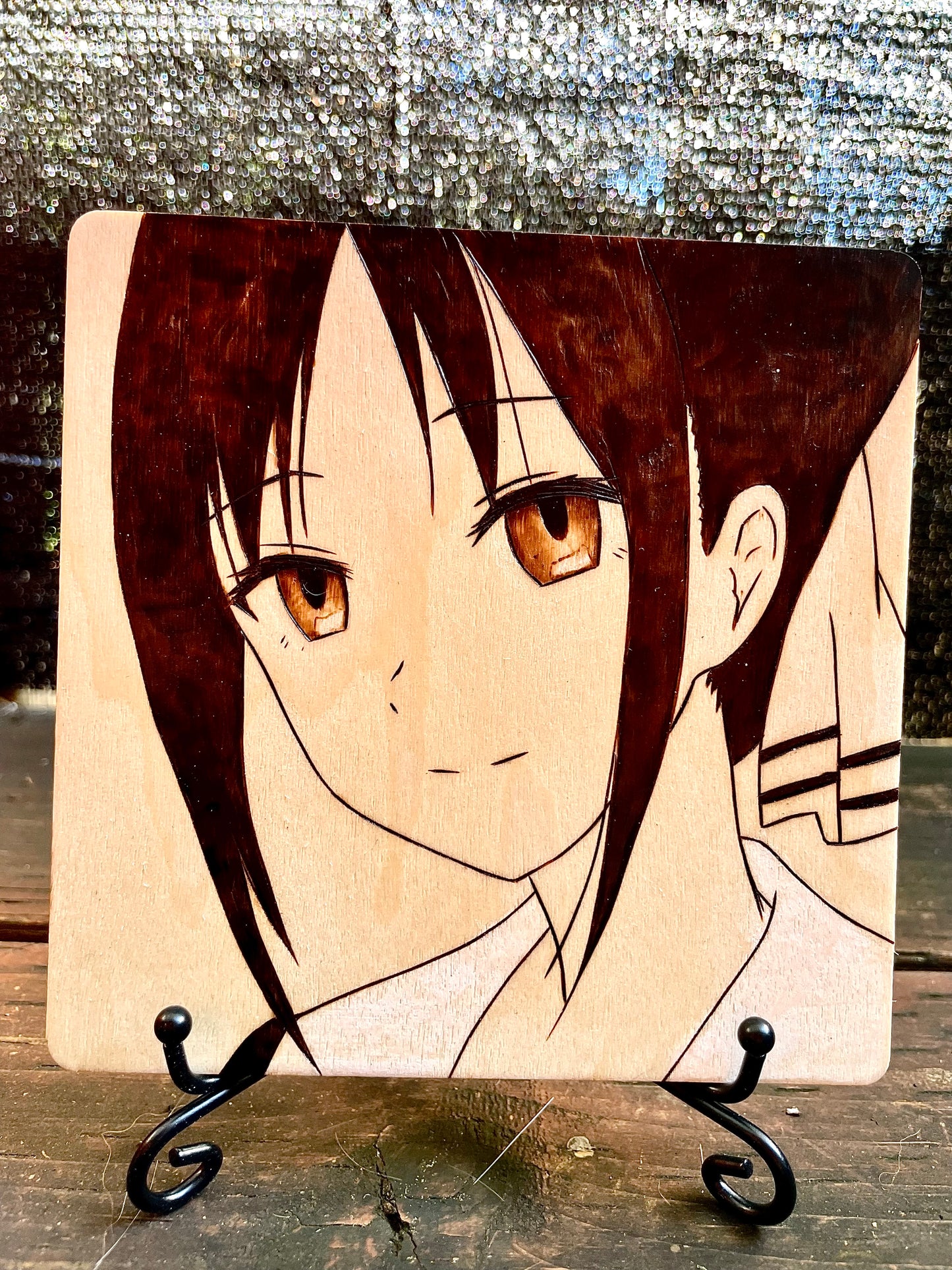 Wood Burned Portrait of Kaguya