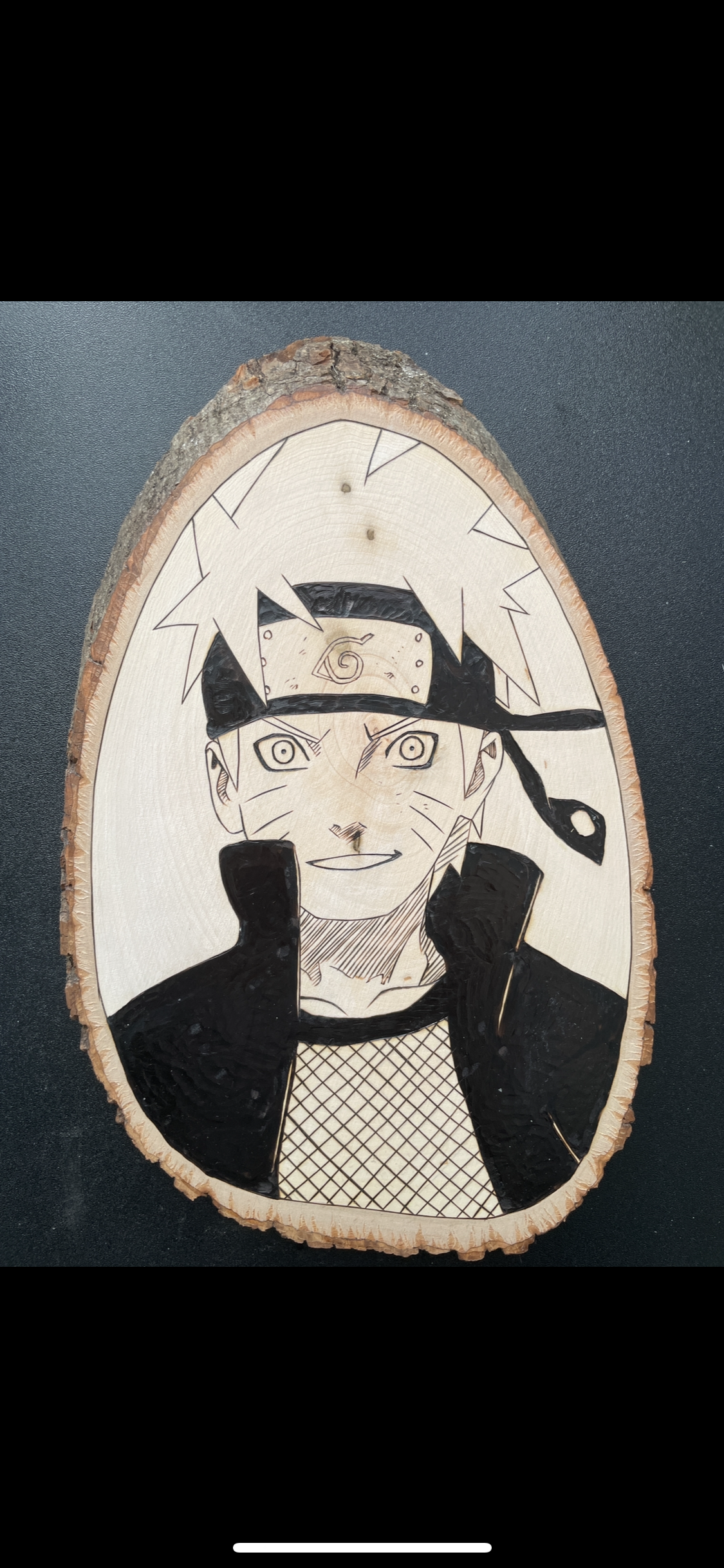 Naruto Wood Burned Portrait