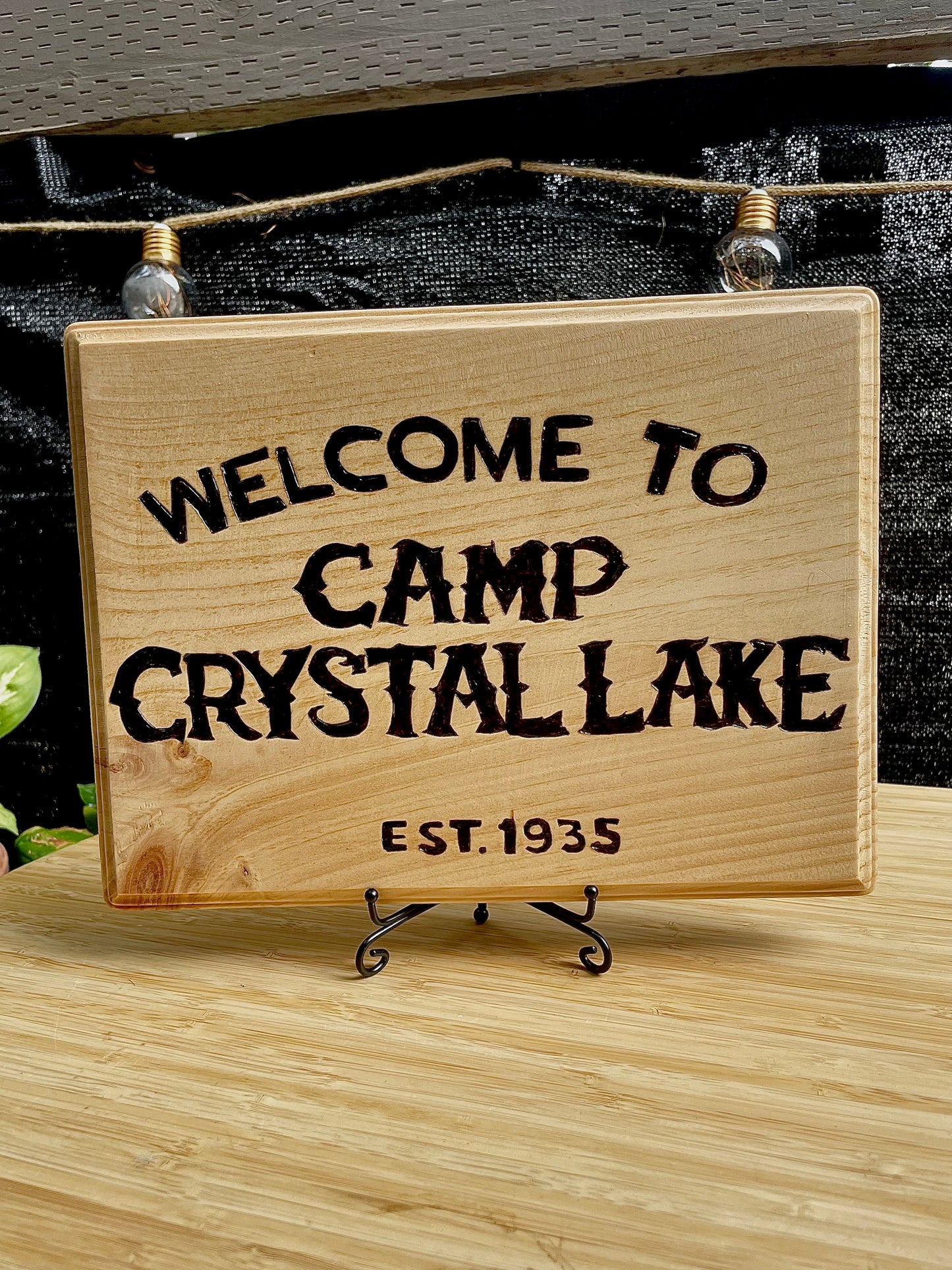 Wood Burned Sign- Welcome to Camp Crystal Lake