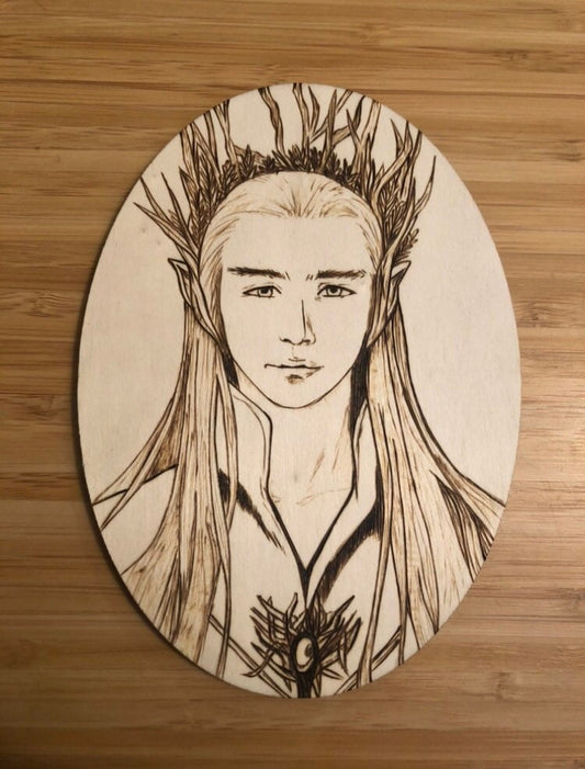 Wood Burned portrait of Thranduil