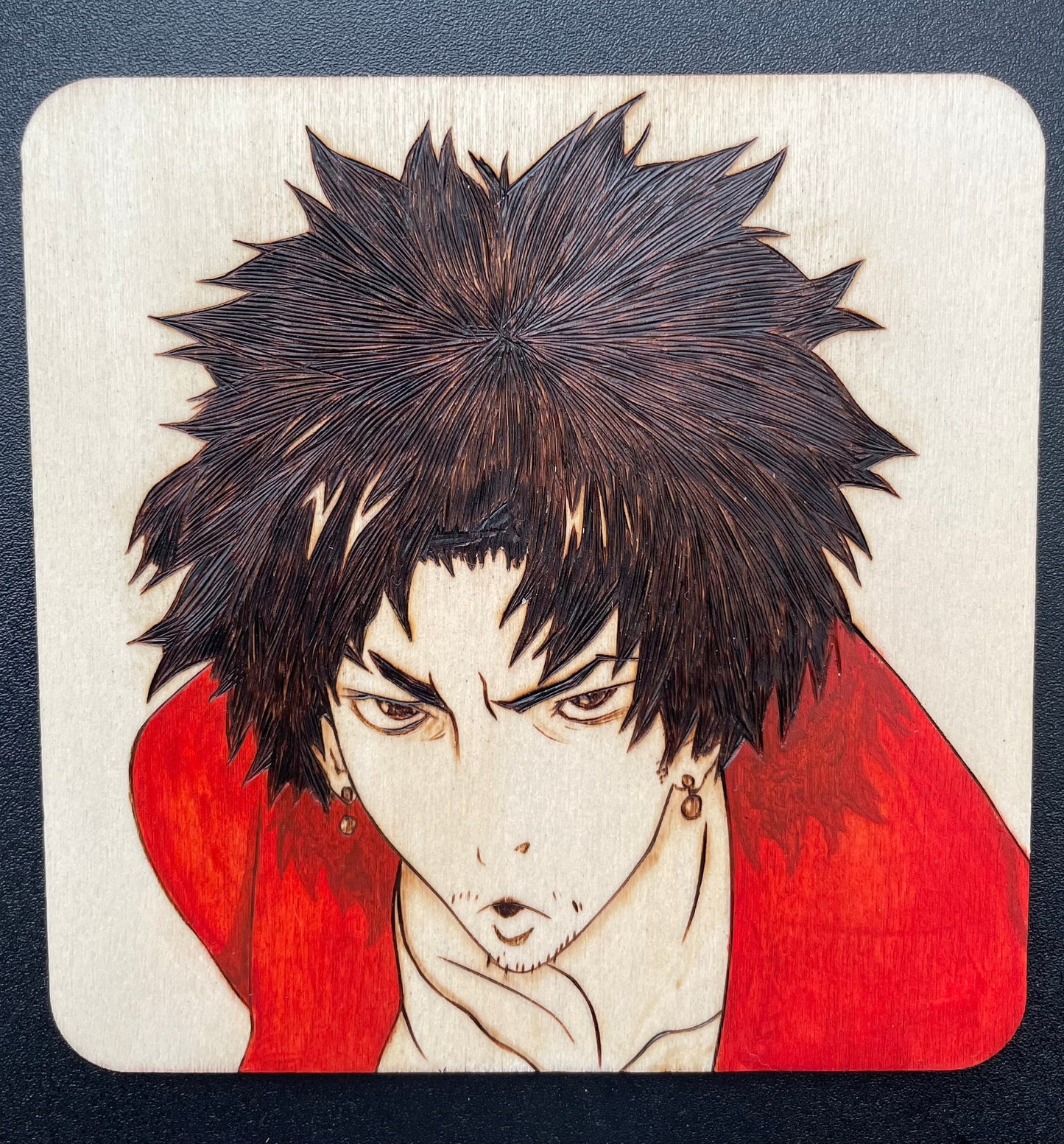 Wood Burned Portrait of Mugen