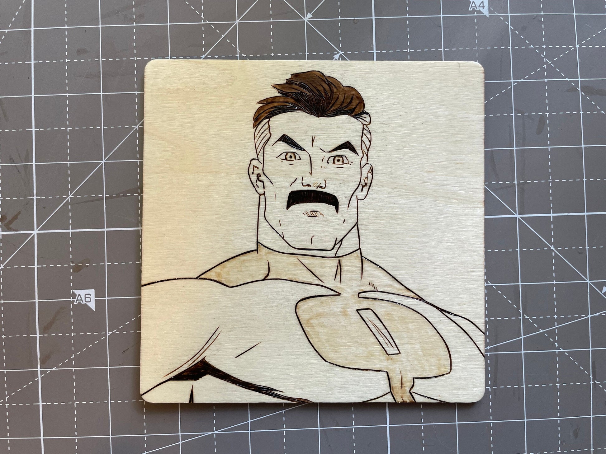 Wood Burned Portrait of O-Man